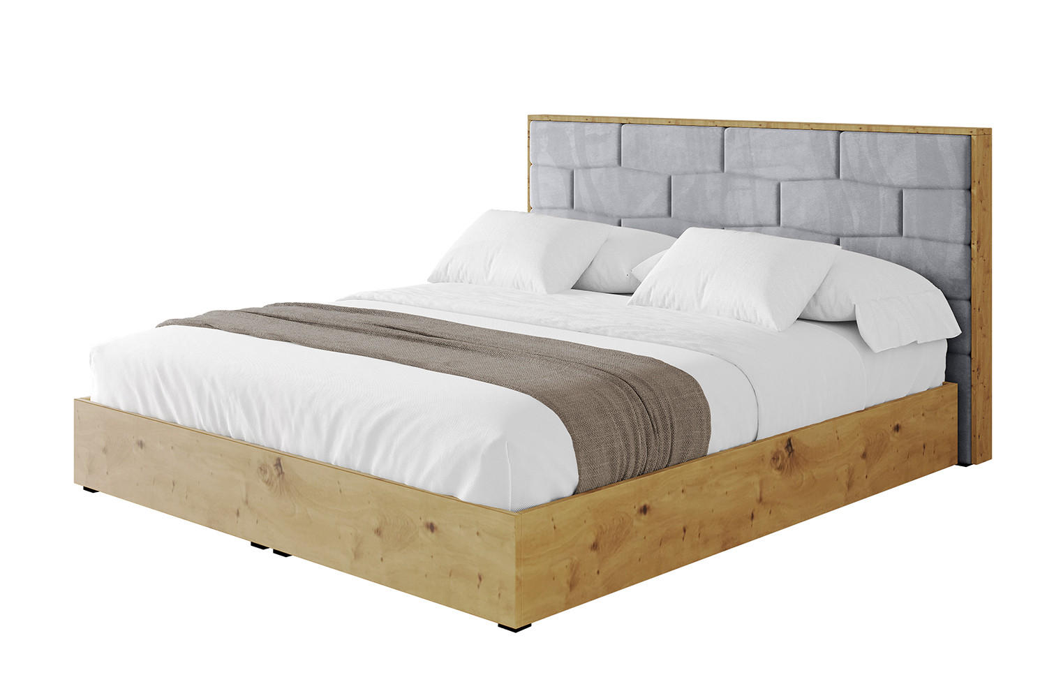 POLSTERBETT mit Bettkasten und Lattenrost, Boxbett ohne Matratze - ENZO8 140x200 Hellgrau - Hellgrau, Holzwerkstoff/Textil (140/200cm) - ALTDECOR