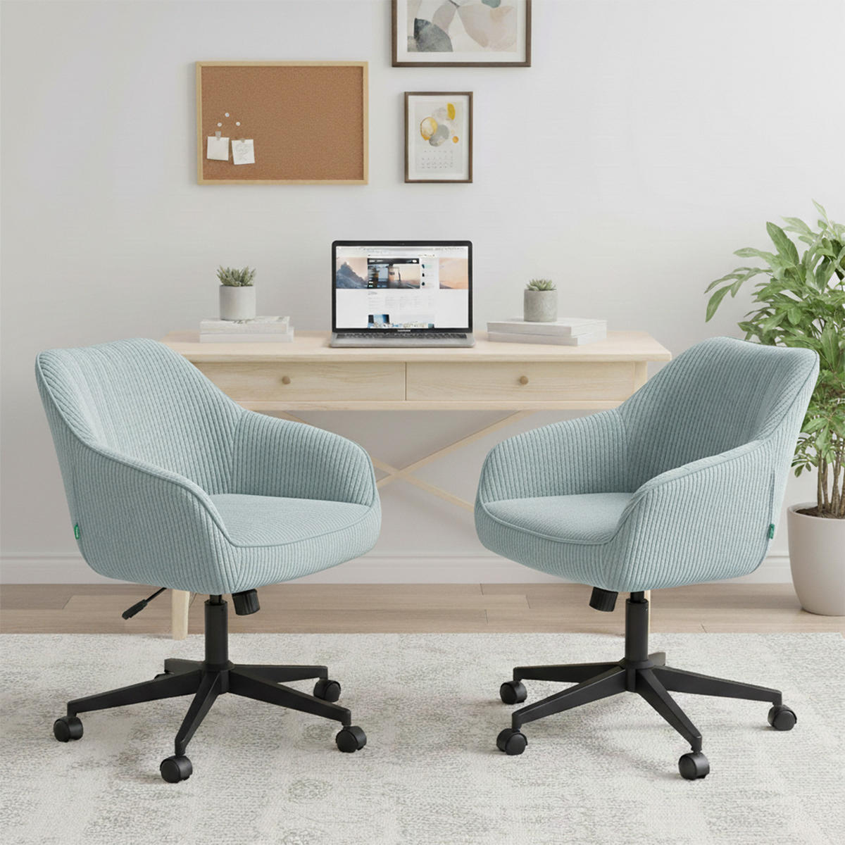 BÜROSTUHL Mika-Elio 2er-Set - Schwarz/Hellblau, Textil/Metall (60/79/61cm) - DUBI Möbel