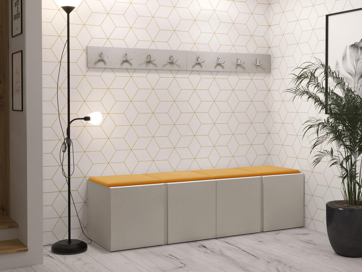 GARDEROBEN-SET Orion VII - Kaschmir/Orange, Holzwerkstoff/Kunststoff (168/42/46cm) - MIRJAN24