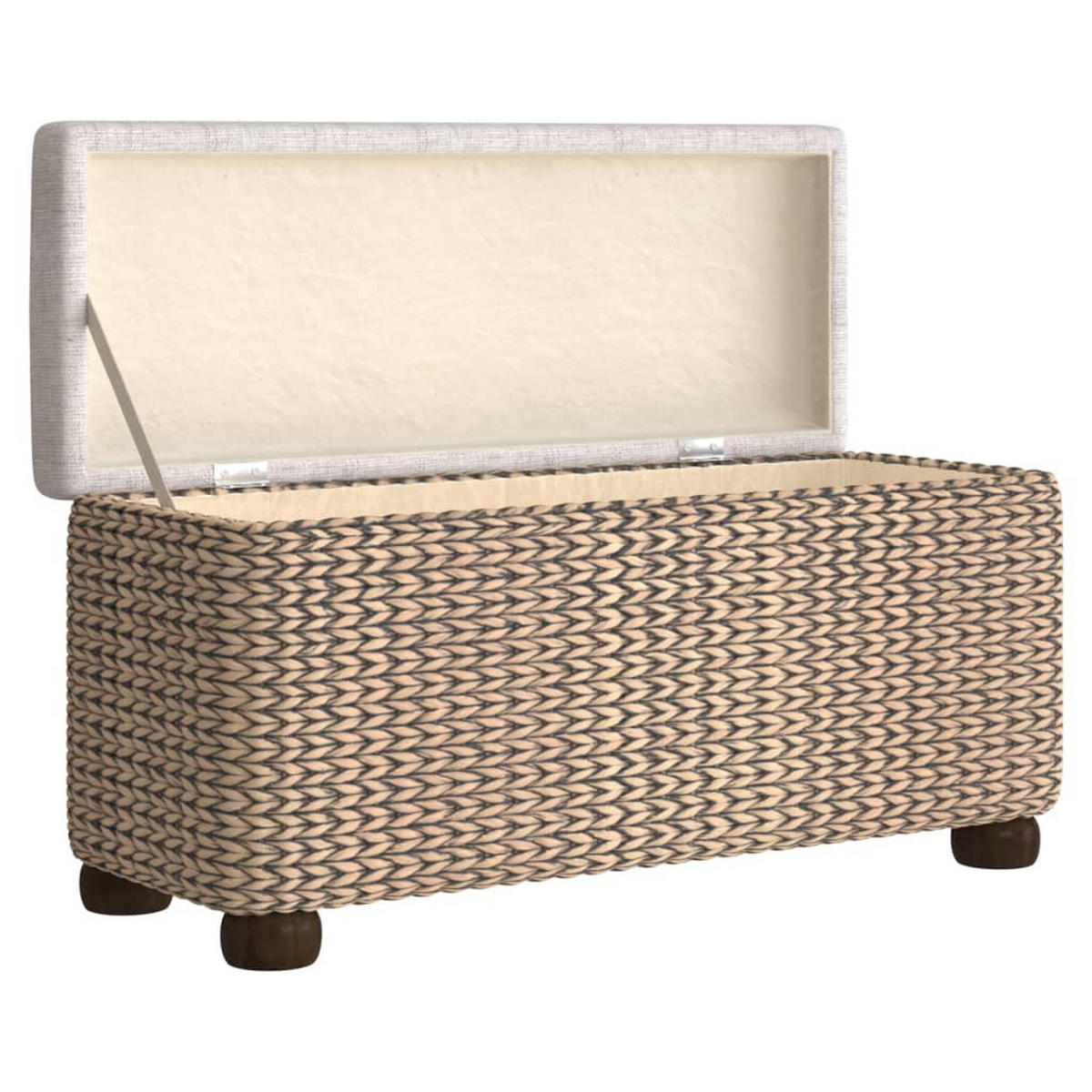 SITZBÄNKE Mit Stauraum Und Kissen In Grau 2er Set 69 Cm Rohrkolben - Grau, Holzwerkstoff (27/36/69cm) - vidaXL