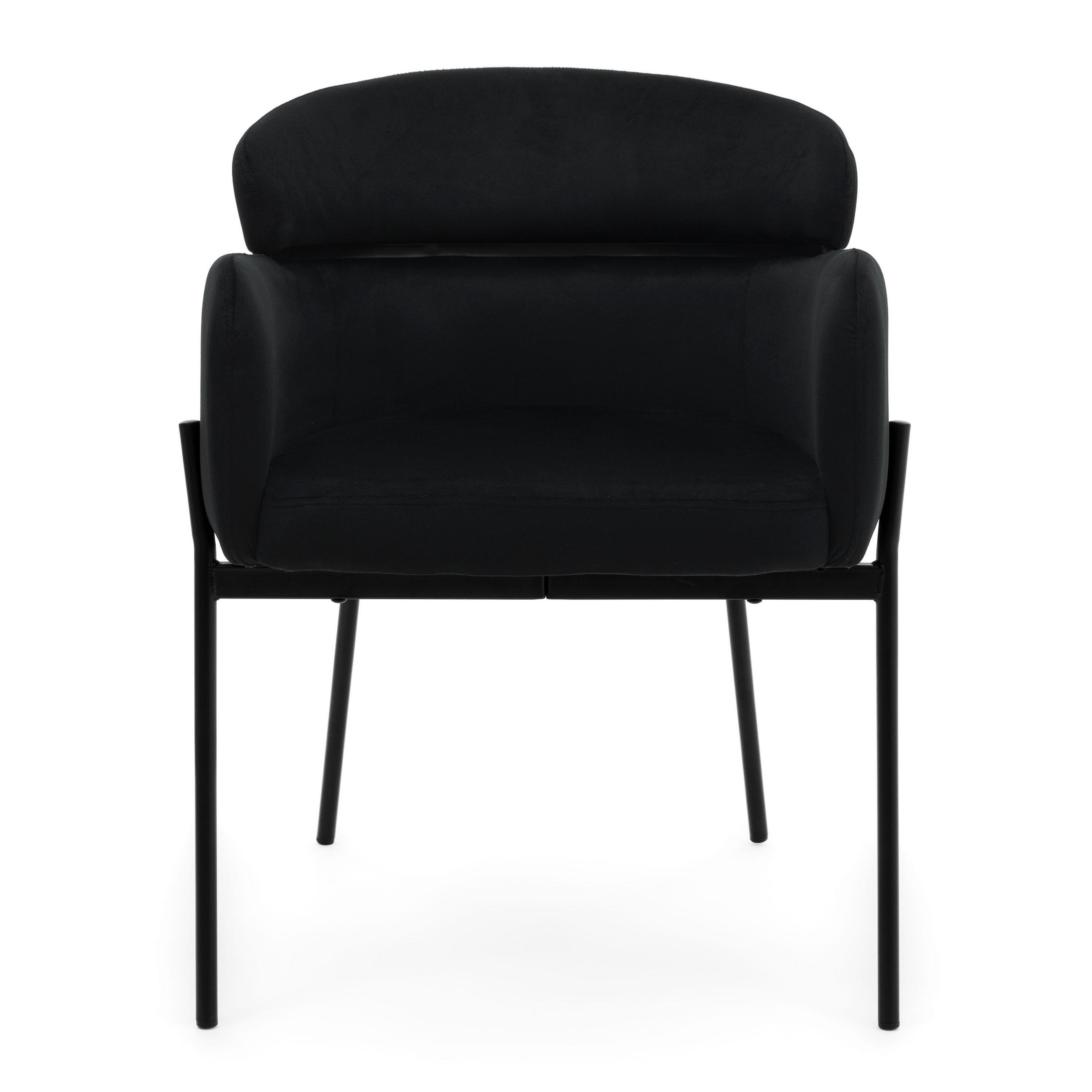 STUHL BOLZANO gepolsterter mit Steppung - schwarz - Samt Velour - Schwarz, Textil/Metall (62/80/61cm) - NEW HOME