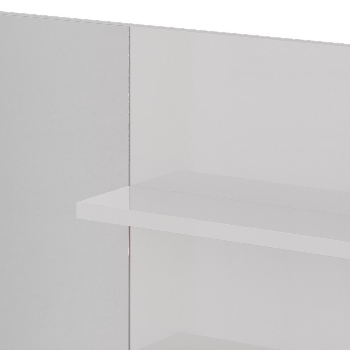 SPIEGELREGAL Weiß Hochglanz 119.8 x 70 cm mit offenen Fächern - Weiß Hochglanz, Holzwerkstoff (119.8/70/11cm) - Vicco