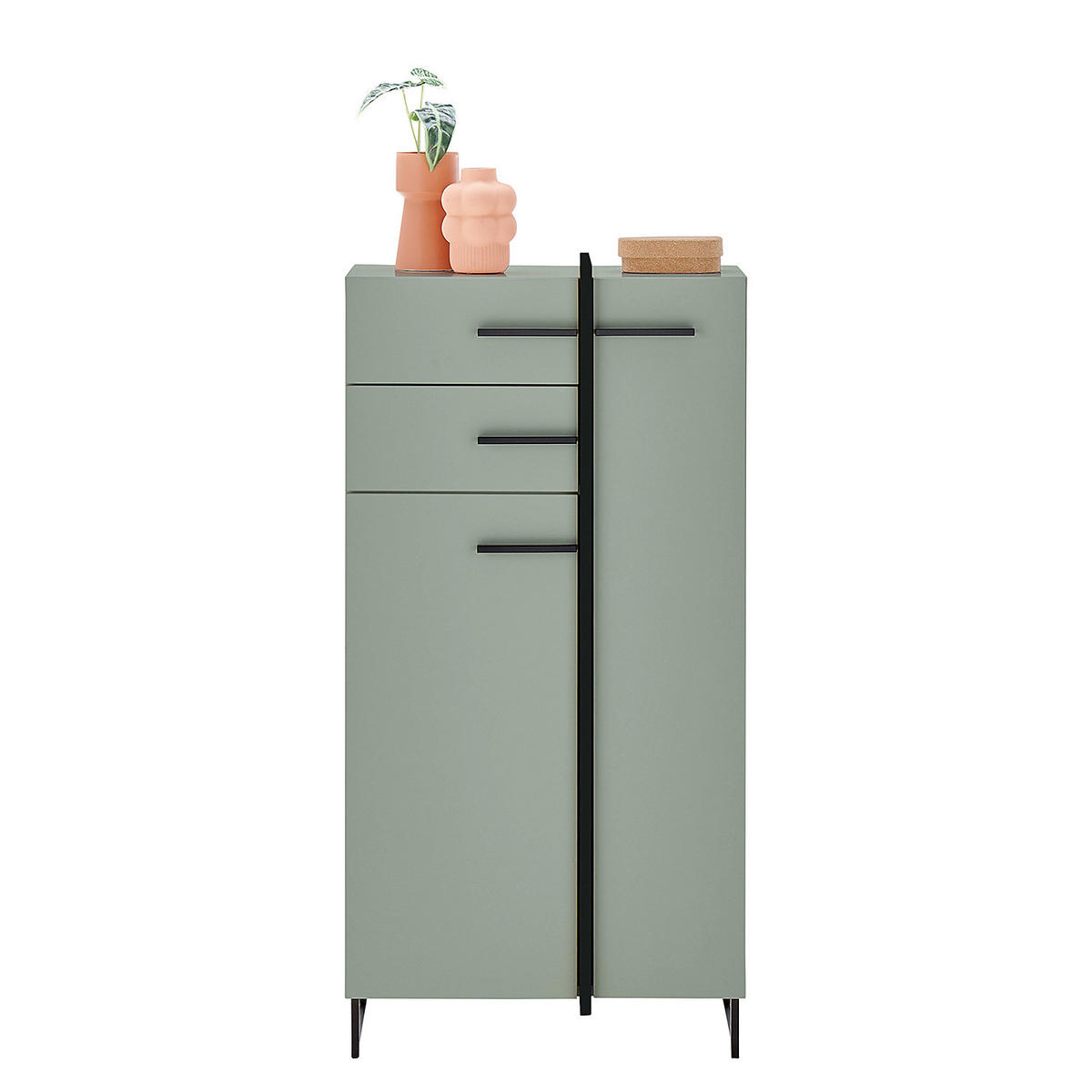 MIDISCHRANK - Mintgrün/Grau, Holzwerkstoff (60/119/35cm) - home24