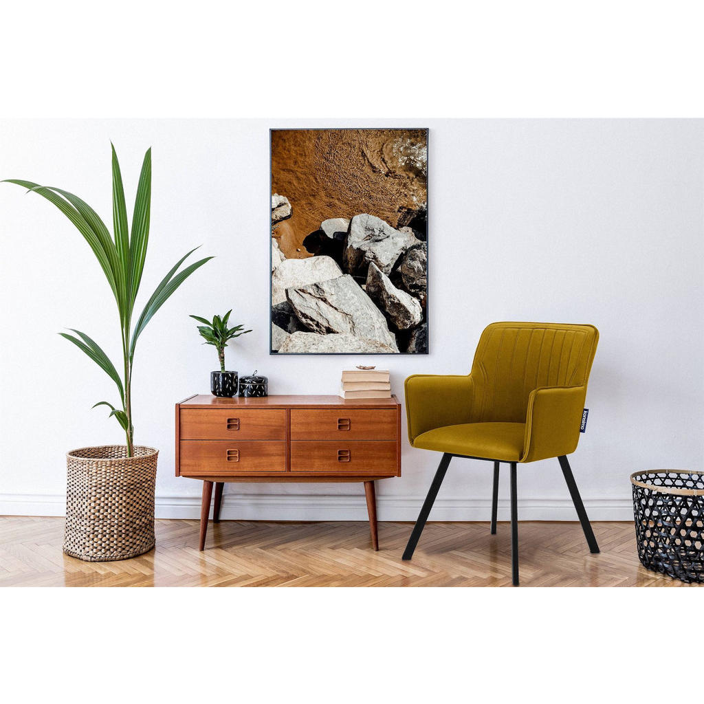 Thumbnail - Konsimo® Esszimmerstuhle, Gelb, Metall, Textil, 56x84x46 cm, Hergestellt in Europa, Esszimmer, Stühle, Esszimmerstühle, ...