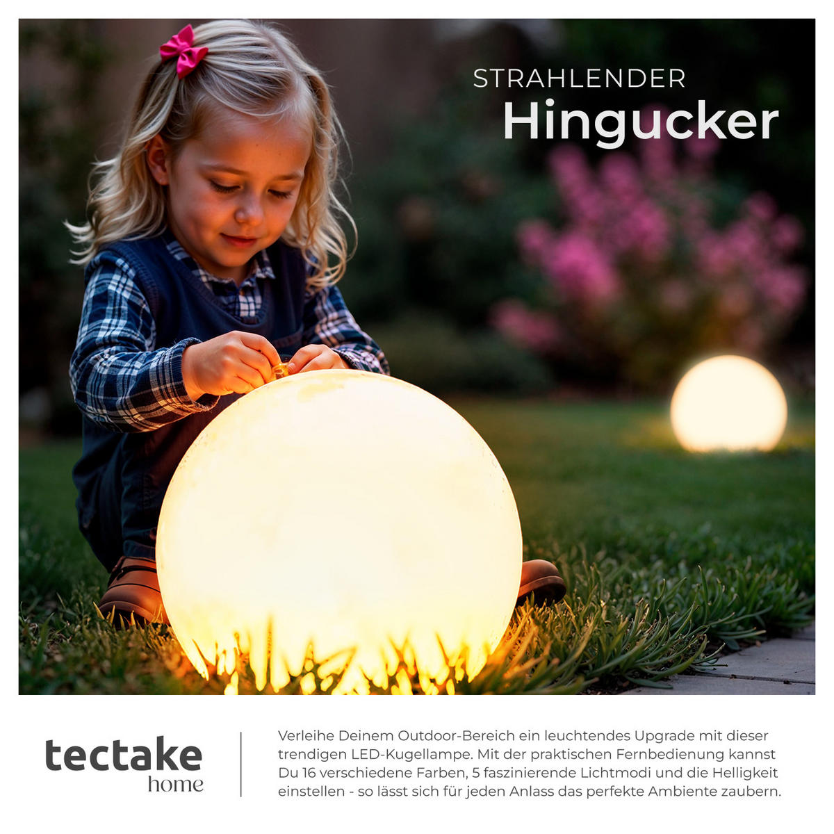 KUGELLEUCHTE Luminous Globe,inklusive Erdspieß,weiß - Weiß, Kunststoff (50/50/50cm) - tectake