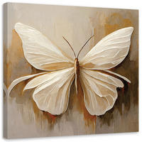 LEINWANDBILD Beigefarbener Schmetterling 30x30cm - Beige, Textil (30/30cm) - Feeby
