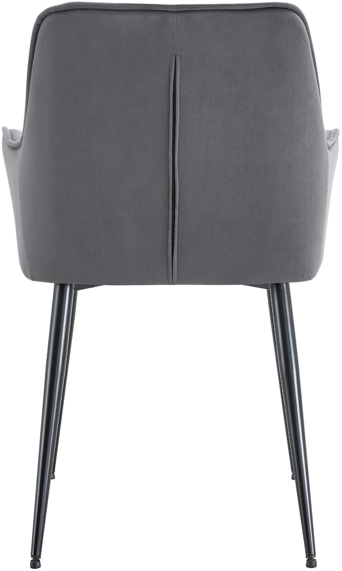 ESSZIMMERSTUHL 2er Set Samt Dunkelgrau - Dunkelgrau/Schwarz, Textil/Metall (58/86/62cm) - CLP