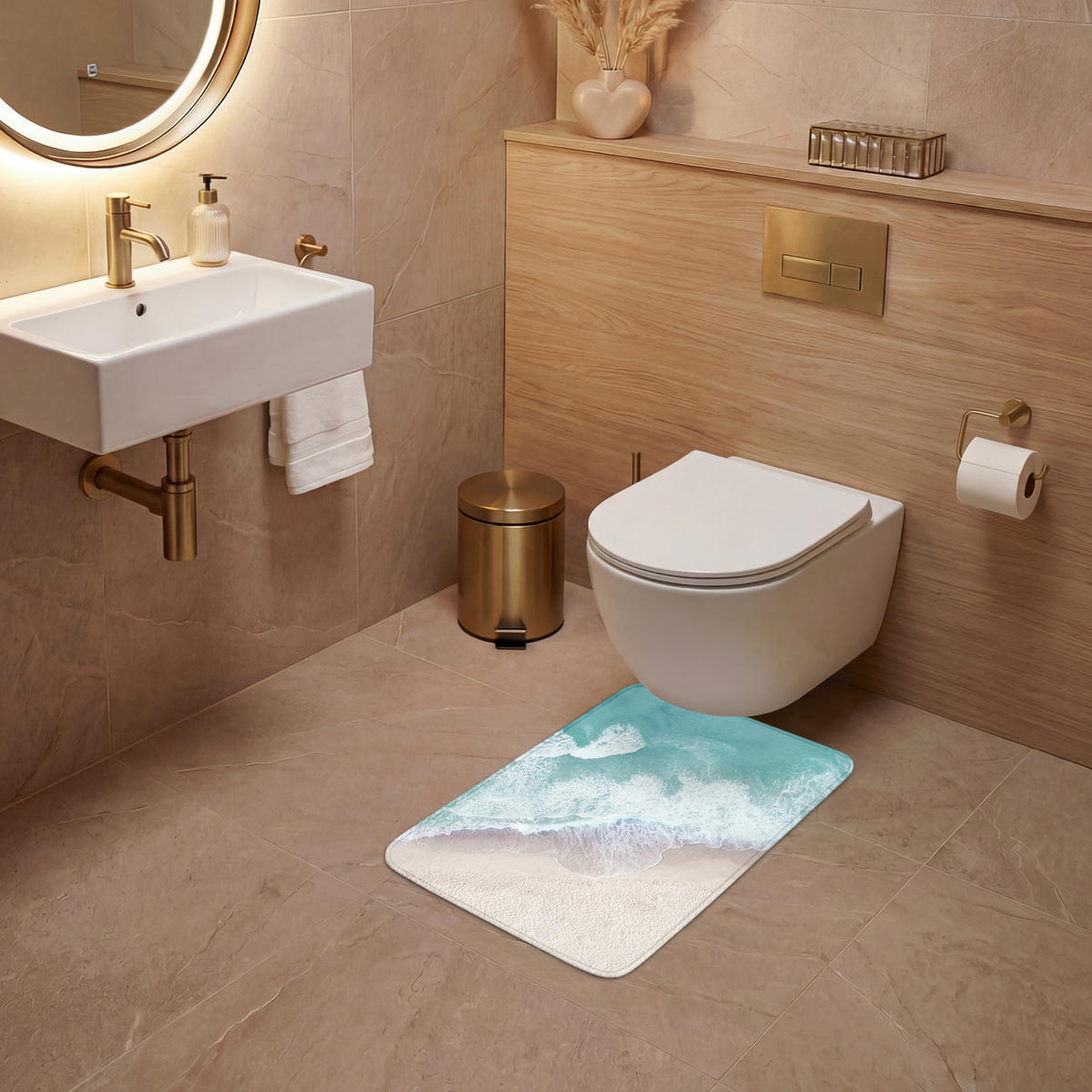 WC PŘEDLOŽKA Pláž - Moře - Příroda - Léto 40x60 cm - tyrkysová, textil/plast (40/1cm) - OnlyWow