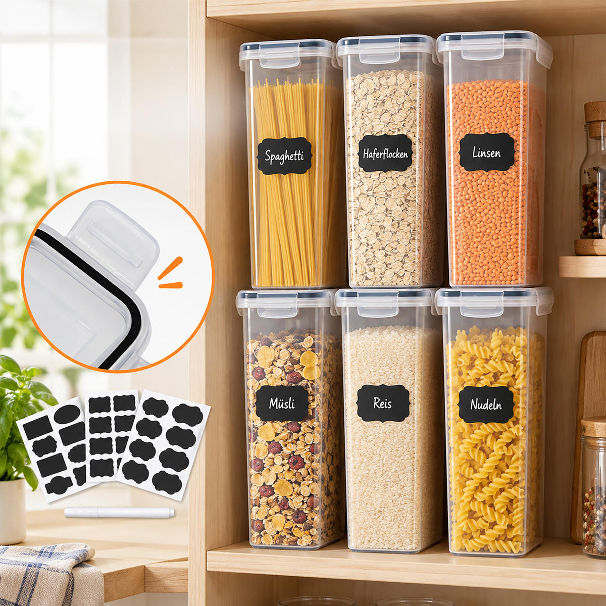 SPREMNICI Prozirni set-6 kom 2,8 l - prozirno, plastika - Relaxdays