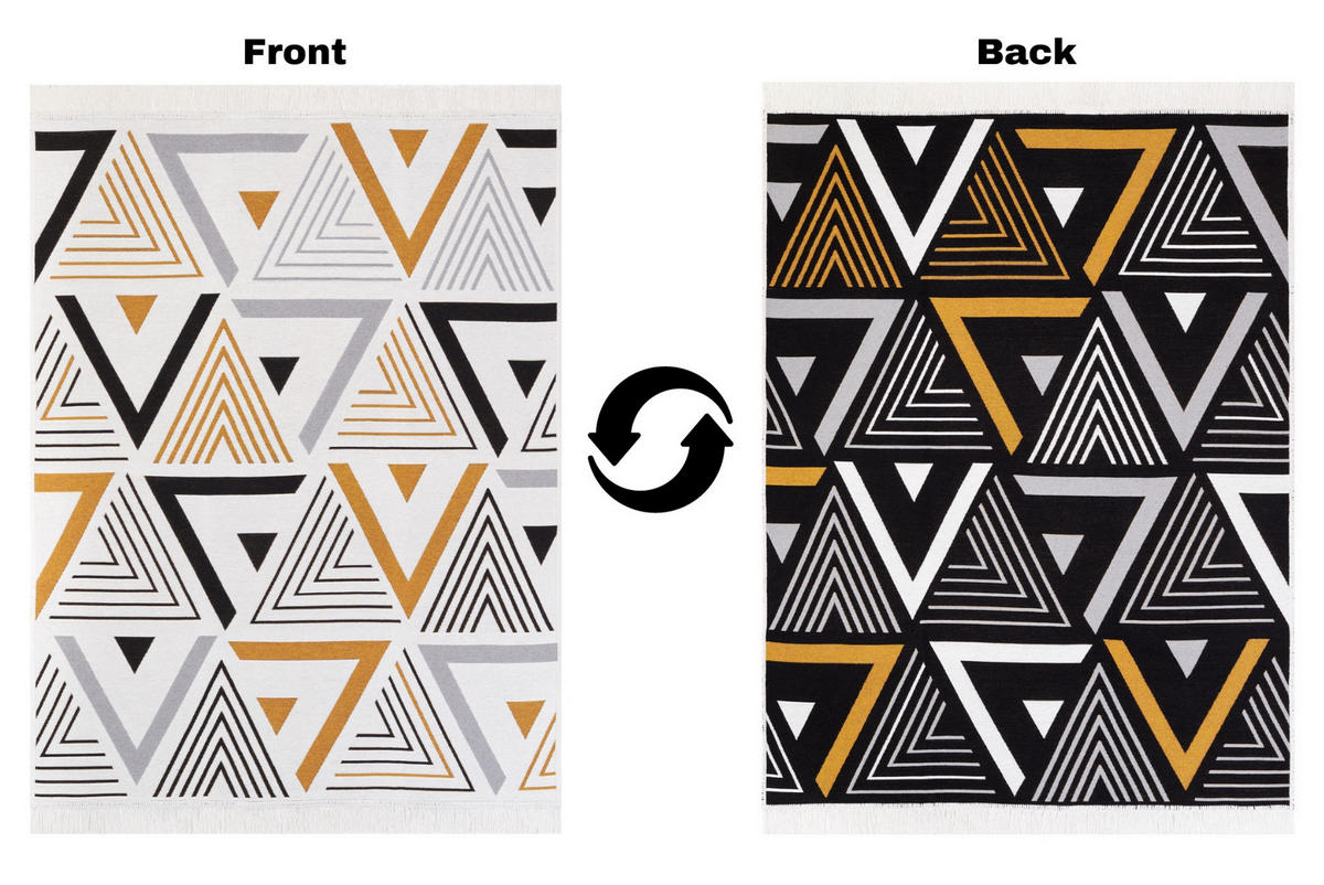 TEPPICH AZTECA Grau Dunkelblau Gelb 80/200 cm - Gelb/Dunkelblau, Naturmaterialien (80/200cm) - Tapiso