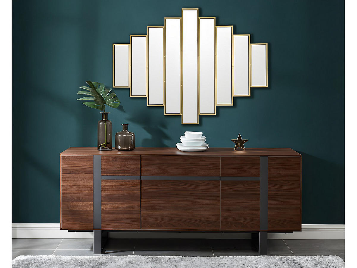 SPIEGEL symmetrisch Art Déco - 90 x 120 cm - Metall - Goldfarben - GALICE - Goldfarben, Glas (120/90/1.5cm) - Vente-Unique