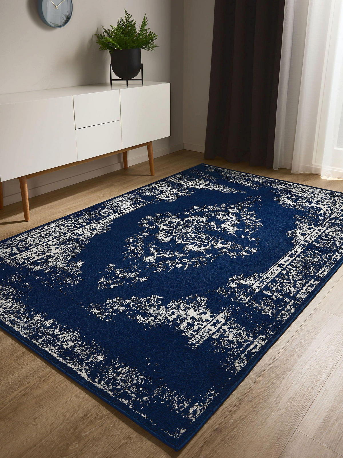 VINTAGE-TEPPICH Sia 240/340 cm - Blau, Kunststoff (240/340cm) - benuta