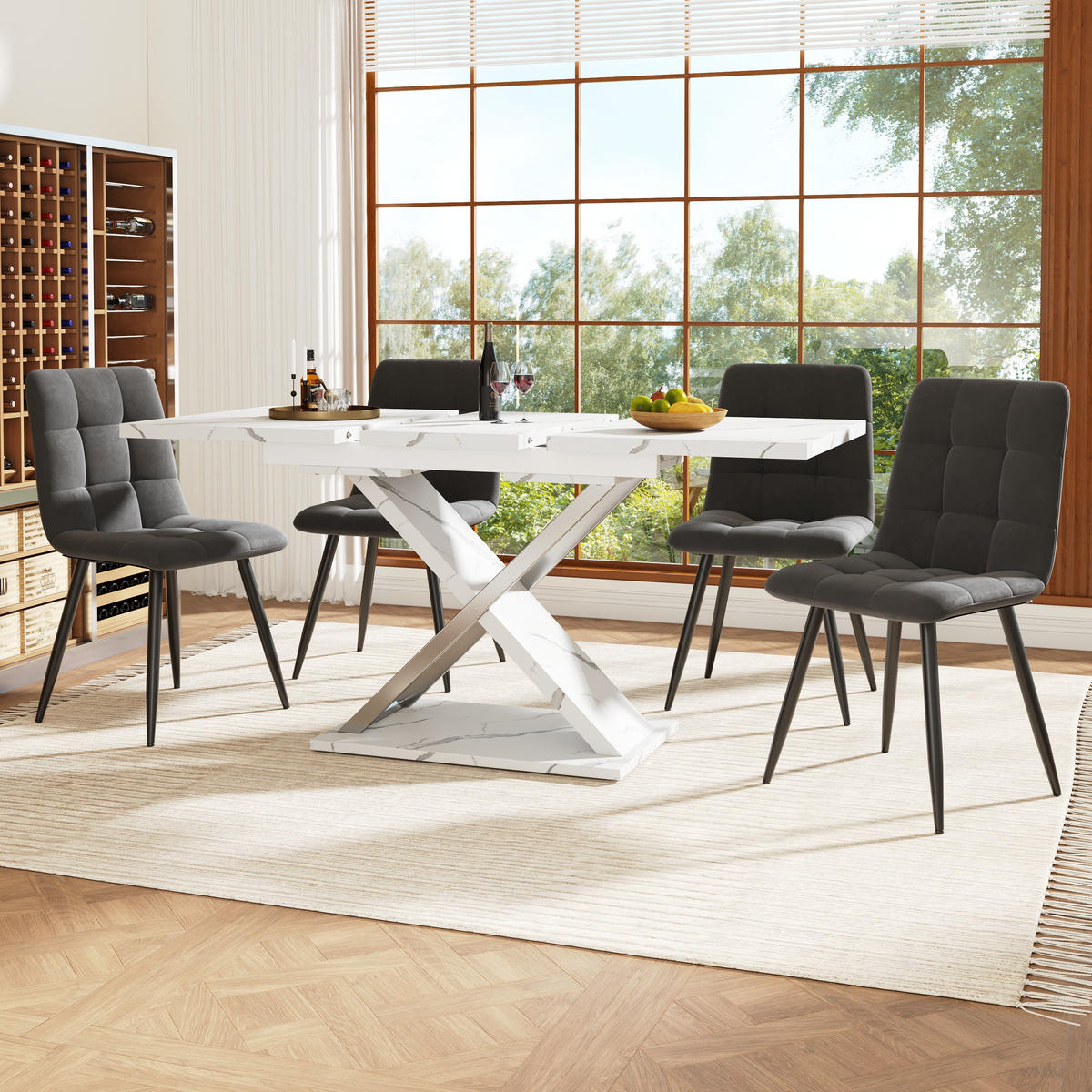 ESSTISCH Weiß 157/75/76.4 cm - Weiß, Holz/Metall (75/157/76.5cm) - Urban Meuble