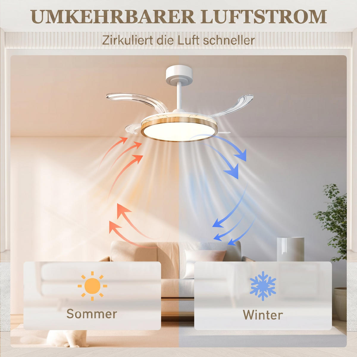 DECKENVENTILATOR-MIT-LICHT Stahl Naturholz - Naturfarben, Metall (95/95/36cm) - HOMCOM