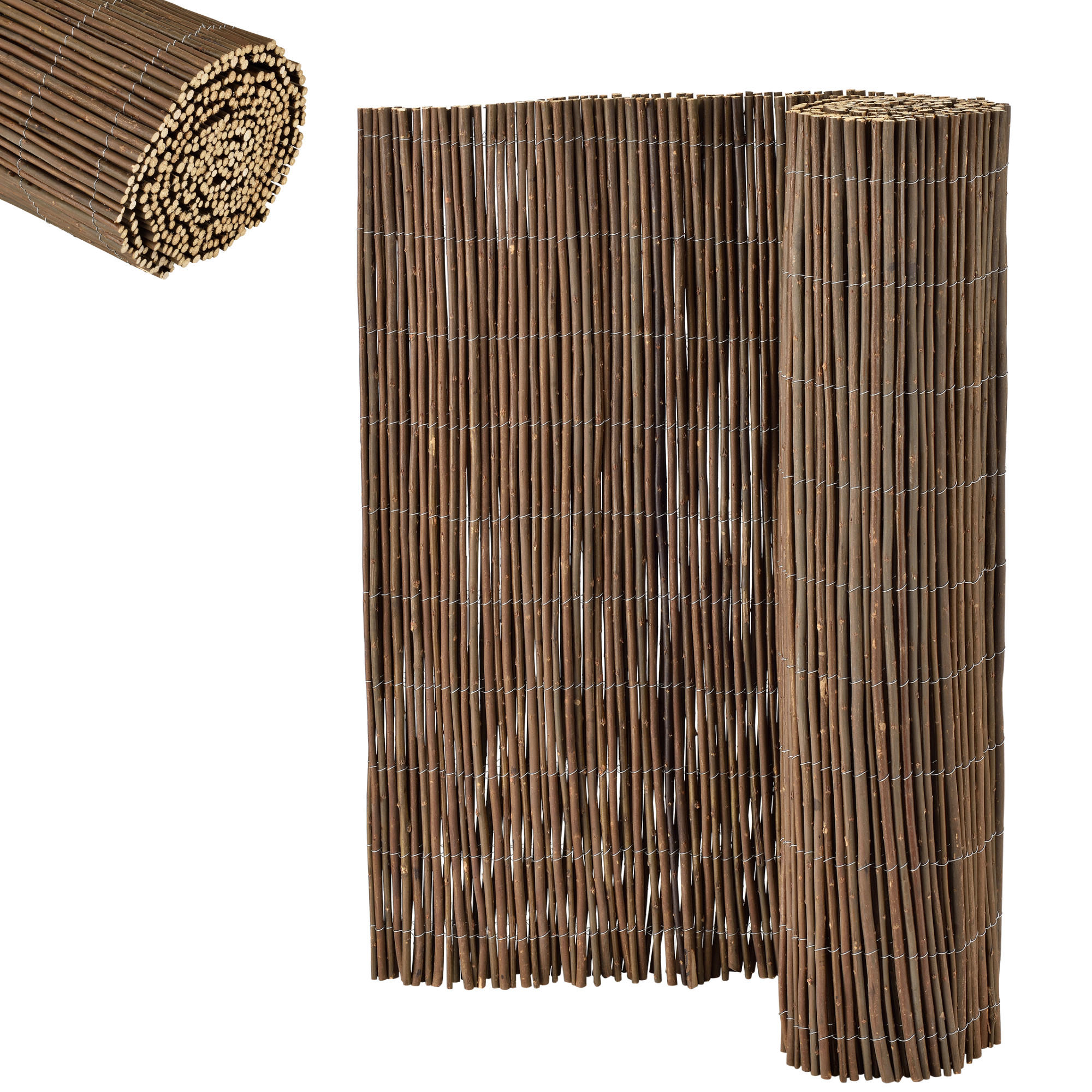 WEIDENZAUN Hyssna - Dunkelbraun, Naturmaterialien (100cm) - casa.pro