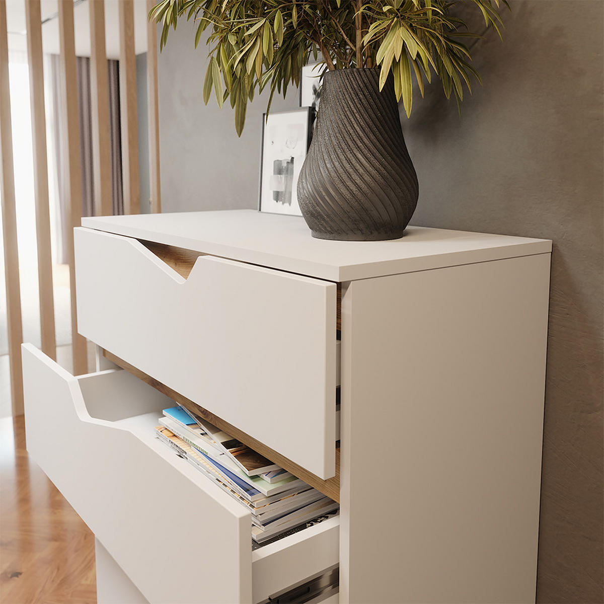 KREDENC Marelle Bílá/Artisan - bílá/světle šedá, kompozitní dřevo (76/120/38cm) - Vicco