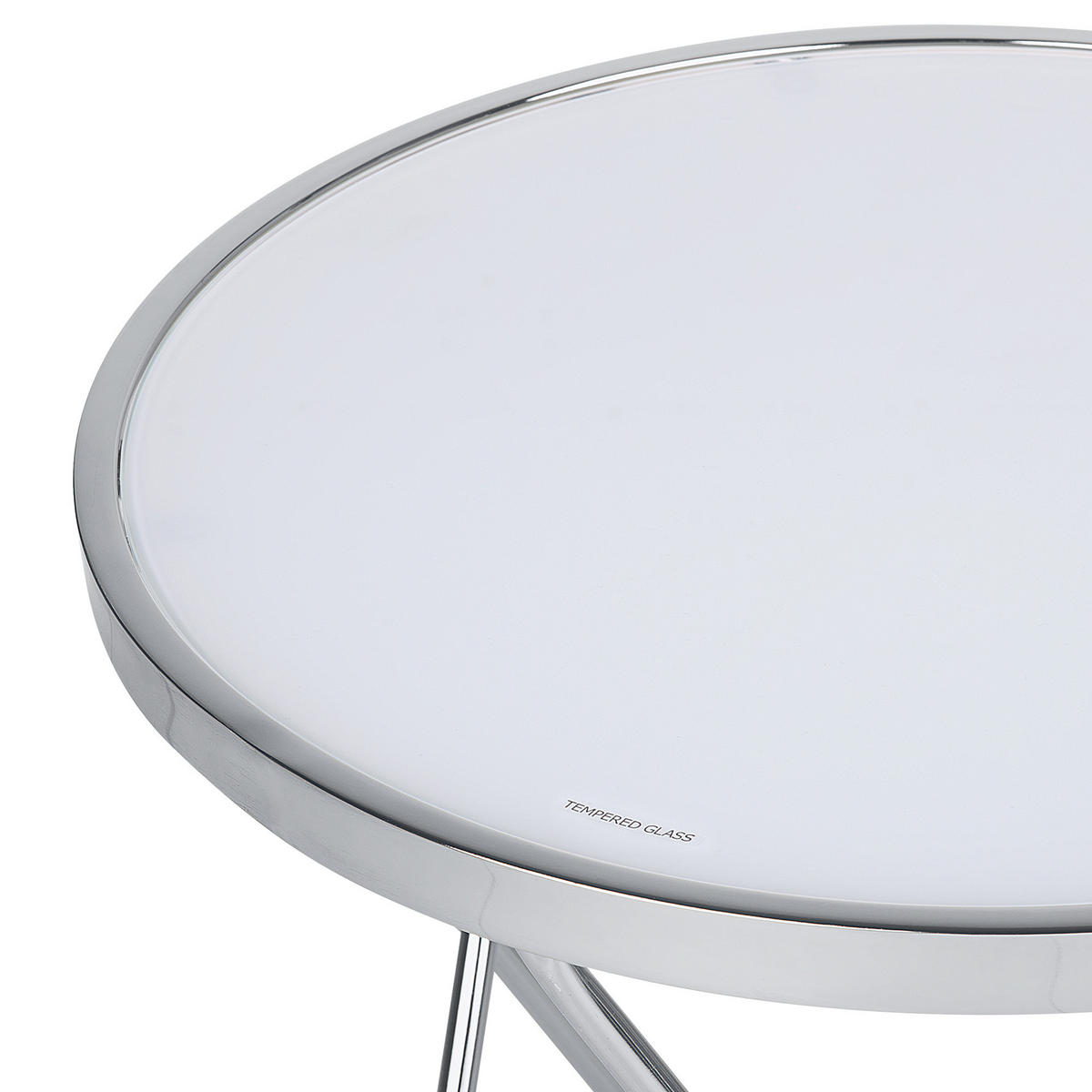 BEISTELLTISCH weiß/silber 50 cm MERIDIAN Meridian - Silberfarben/Weiß, Glas (50/50/55cm) - Beliani
