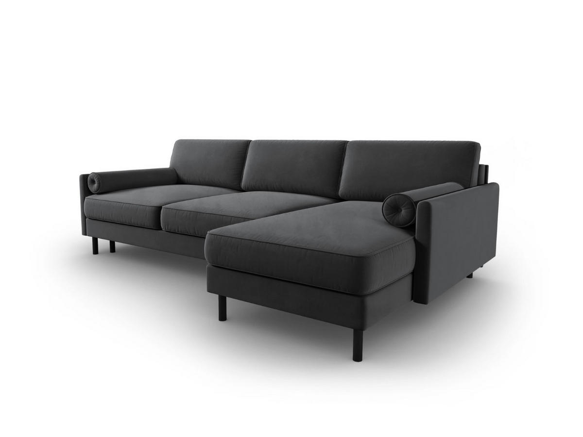 AUSKLAPPBARES-ECKSOFA rechts mit Container Scott aus Samt grau 5 Sitzplätze - Grau, Textil (142/212cm) - Micadoni