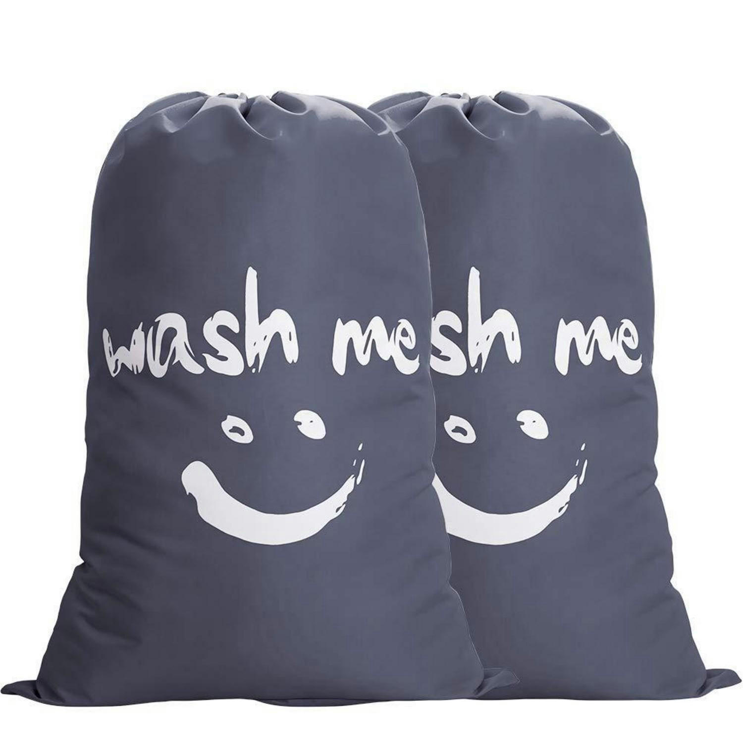 WÄSCHESACK 2-teiliges Set 120L Dunkelgrau - Grau, Textil (66/92/66cm)