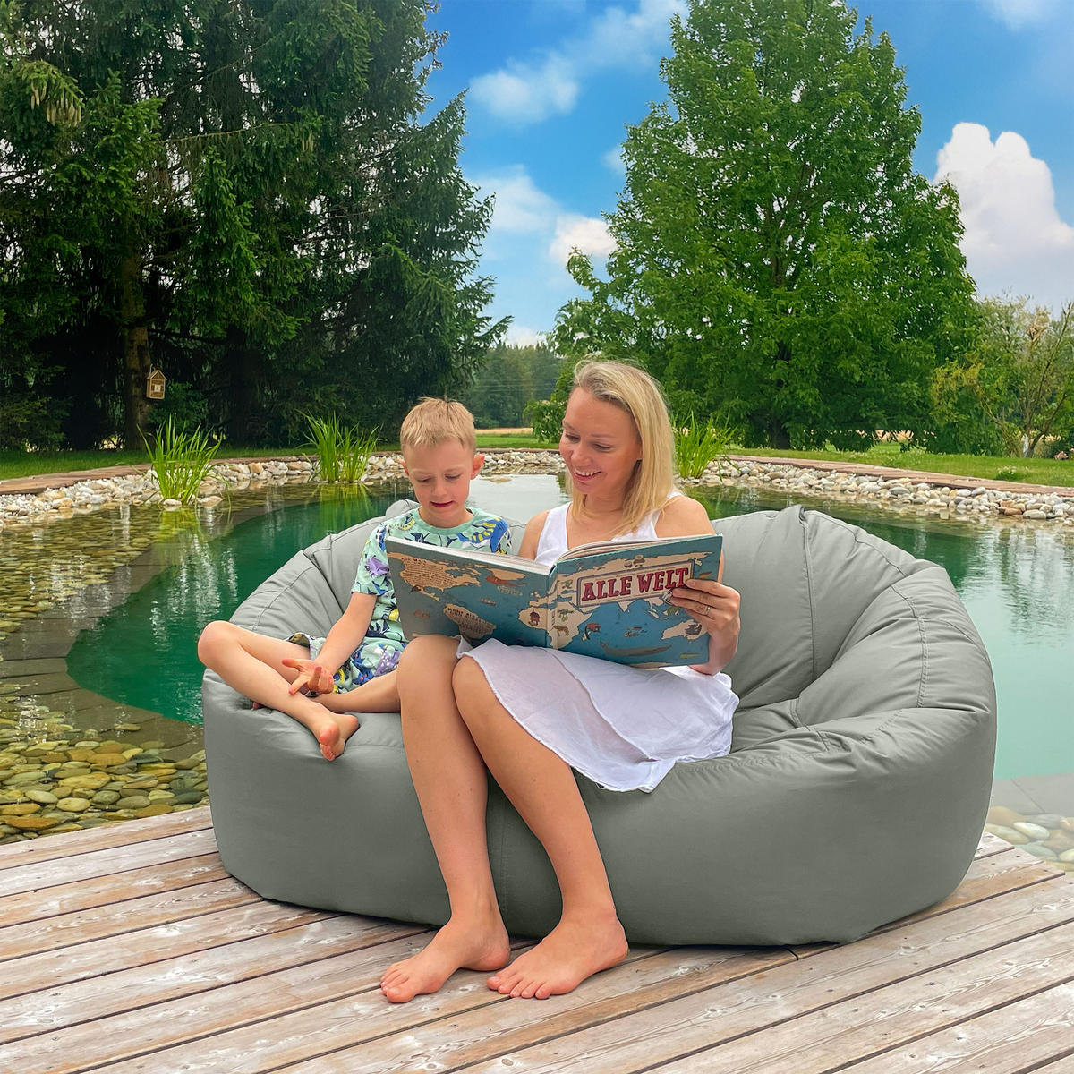 SITZSACK SOFA Lounge felsgrau für Indoor und Outdoor - Dunkelgrau/Grau, Textil (1600/60/1000cm) - Bruni