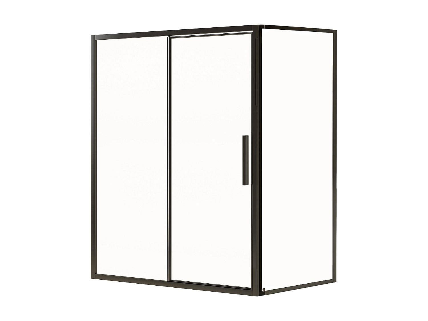 DUSCHABTRENNUNG mit Pendeltür Mattschwarz Industriestil - 140 x 80 x 195 cm - TORONI - Schwarz, Metall (140/195cm) - Vente-Unique