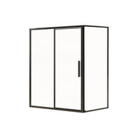 DUSCHABTRENNUNG mit Pendeltür Mattschwarz Industriestil - 140 x 80 x 195 cm - TORONI - Schwarz, Metall (140/195cm) - Vente-Unique