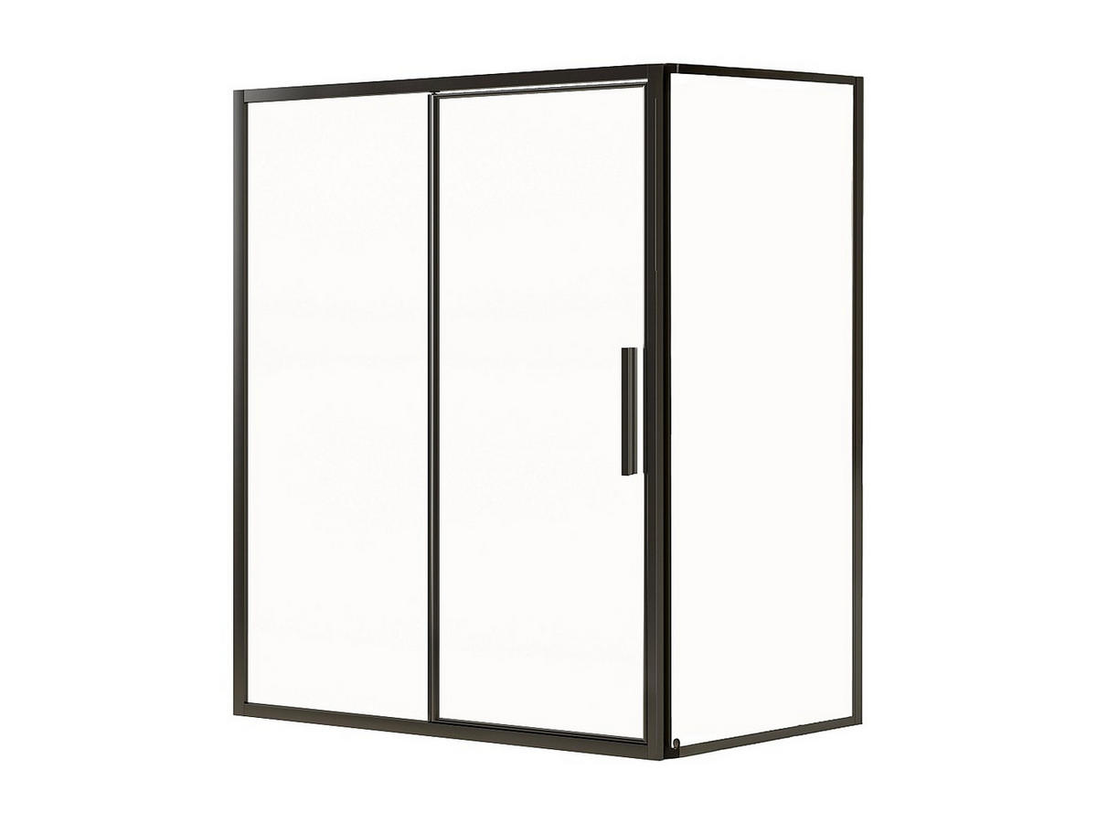 DUSCHABTRENNUNG mit Pendeltür Mattschwarz Industriestil - 140 x 80 x 195 cm - TORONI - Schwarz, Metall (140/195cm) - Vente-Unique