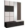 GARDEROBE Margaret I+II 162/203/43 mit gepolsterten Paneelen/Lamellen/Spiegel - Beige/Schwarz, Holzwerkstoff/Kunststoff (162/203/43cm) - Beautysofa