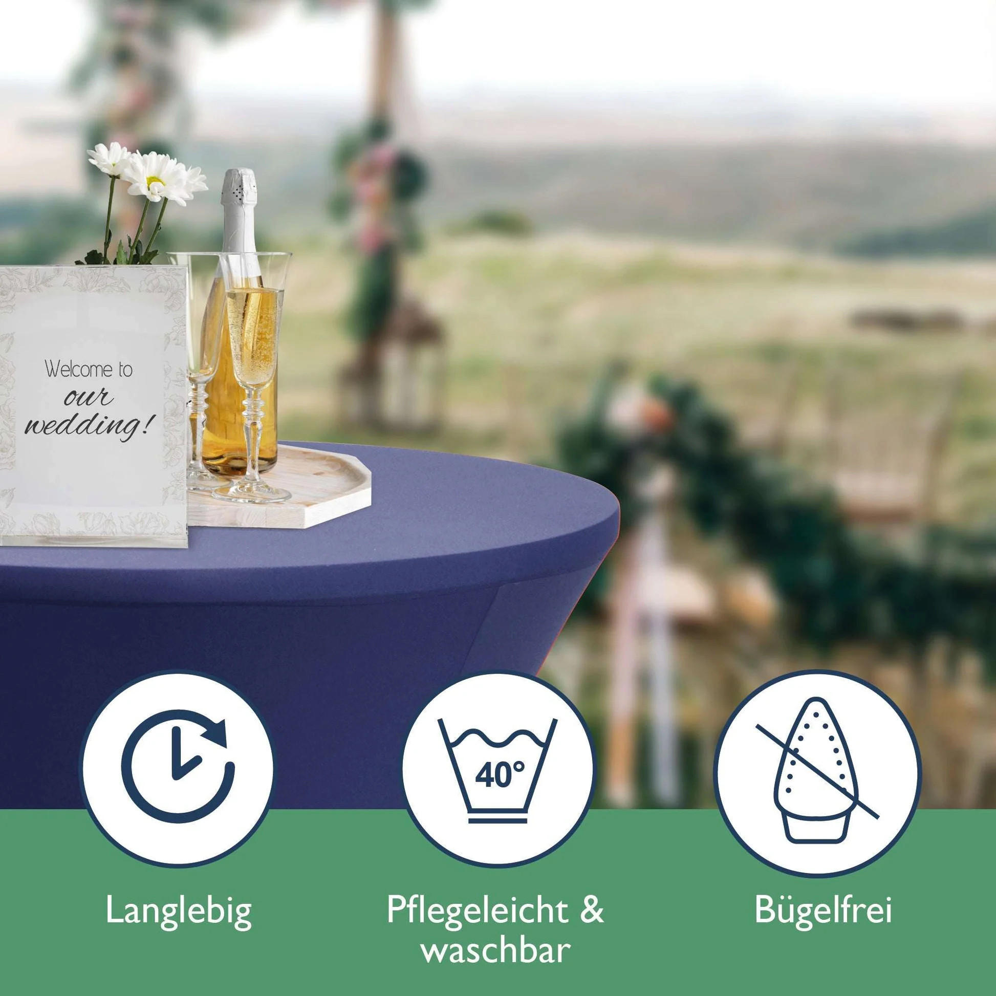 STEHTISCHHUSSE Stella Ø 70cm Blau (2tlg) - Blau, Textil (700/120cm) - Beautissu 