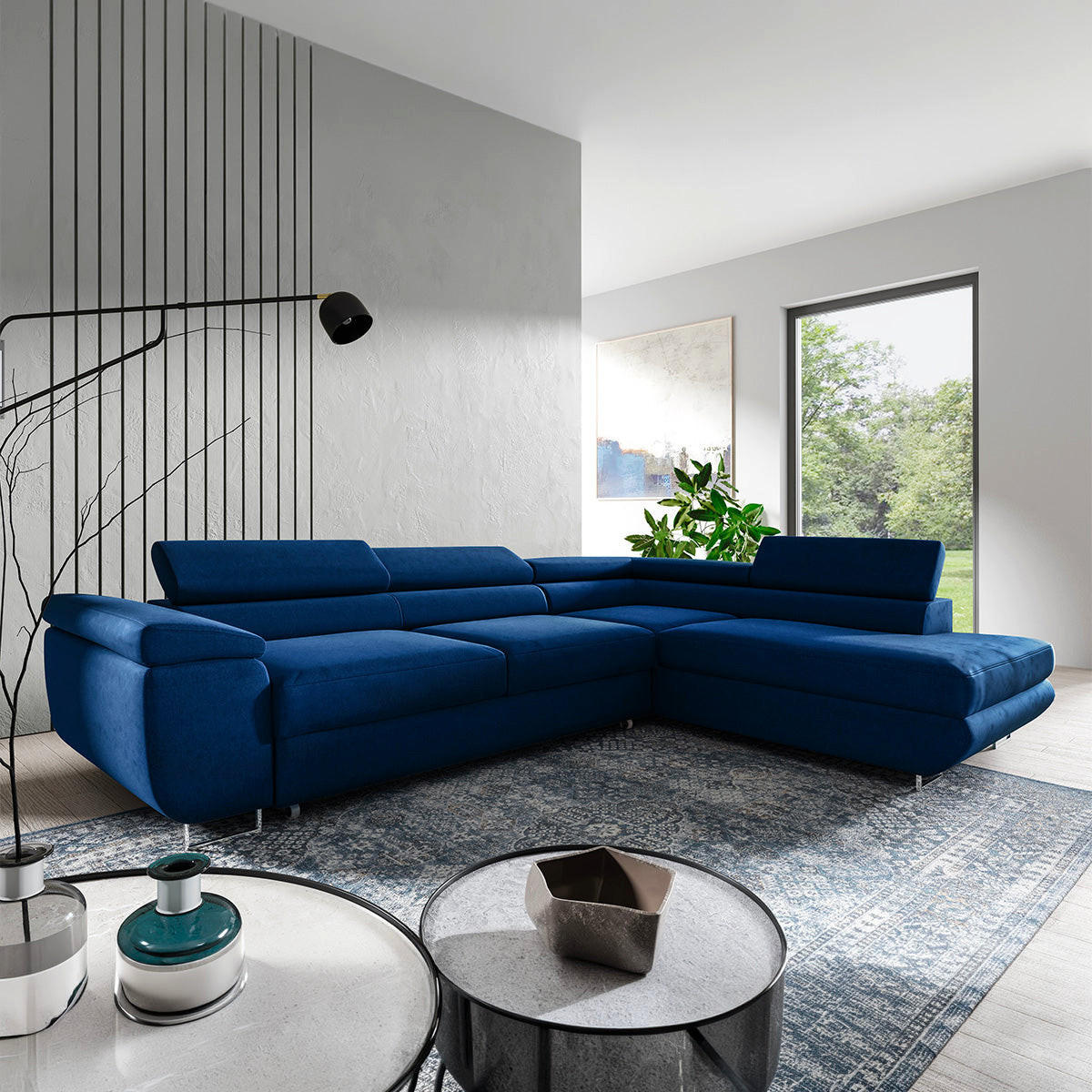 ECKSOFA Lyam 4 Sitzplätze Marineblau - Blau, Holzwerkstoff (271/201cm) - Petits-meubles