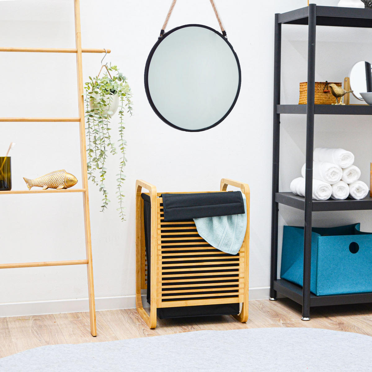 BAMBUS-WÄSCHEKORB 50 Liter 40x36x57 cm - Braun, Holz (36/57/40cm) - Dunedesign