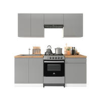 KÜCHENZEILE 200 cm - Velmora K36-G200 - in Grau / Hochglanz - Grau, Holz (200/212/58cm) - ROYAL24_MARKT