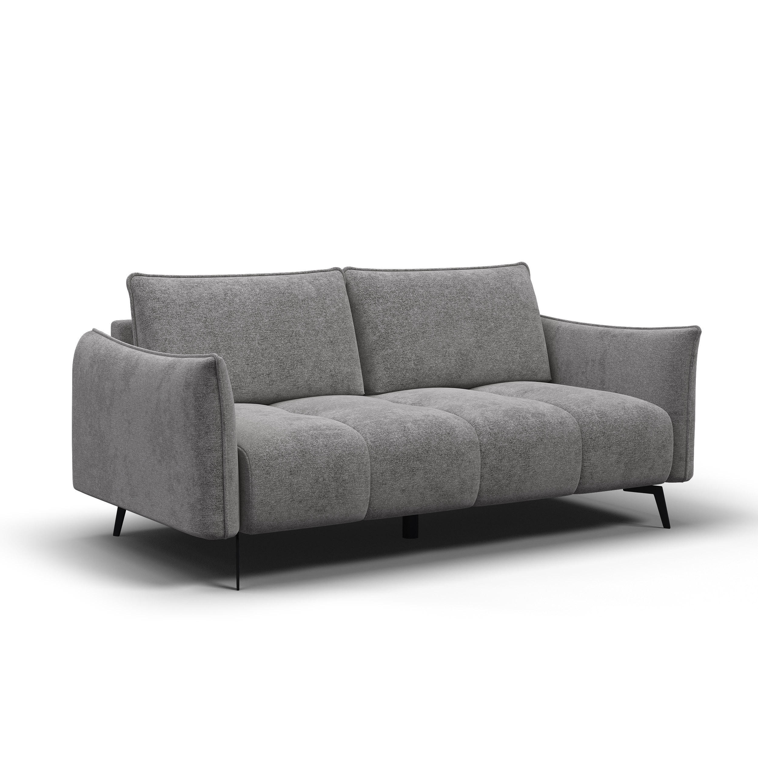 SOFA AERA 2,5-Sitzer, platingrau - Schwarz/Grau, Holz/Textil (187/89/96cm) - Courtois Laville