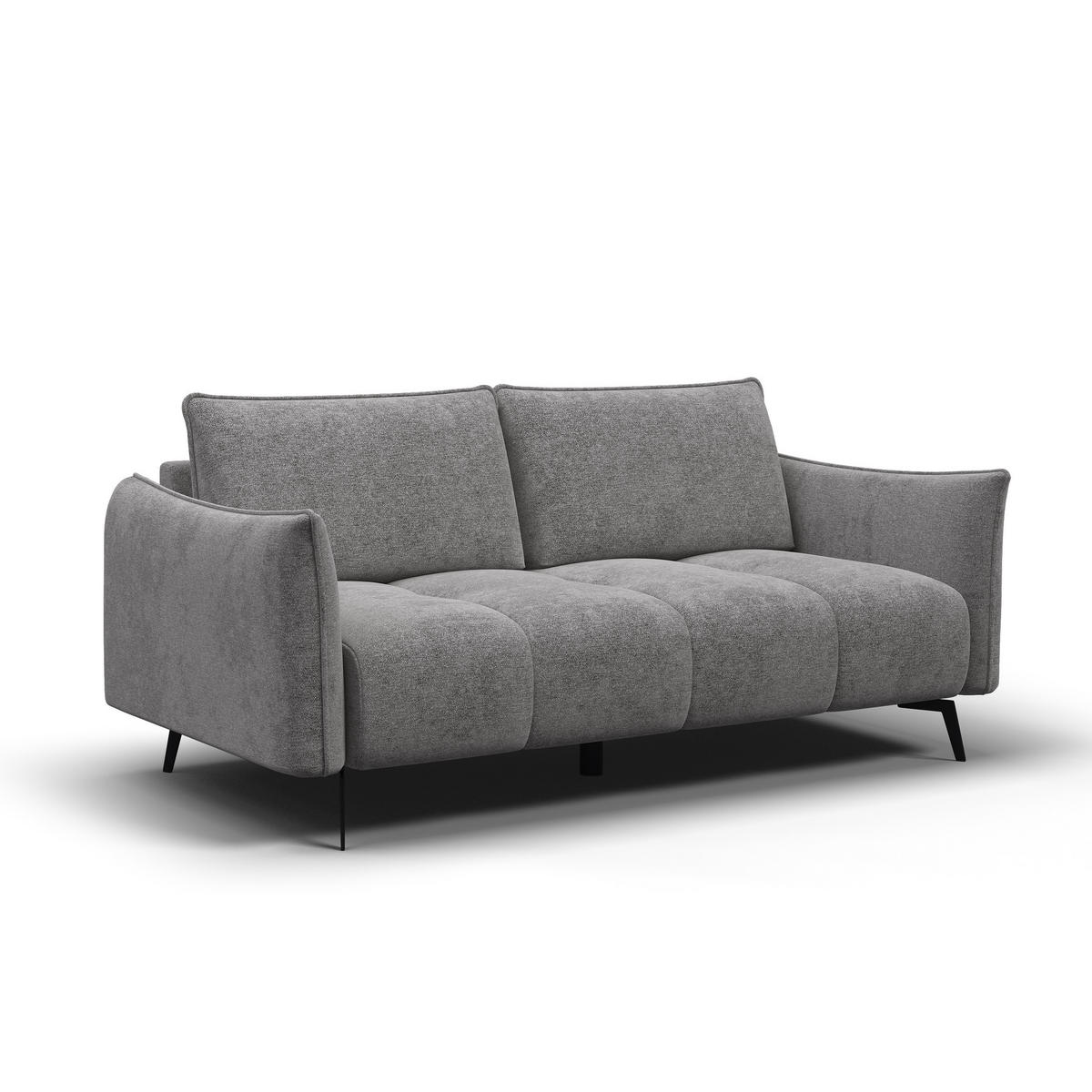 SOFA AERA 2,5-Sitzer, platingrau - Schwarz/Grau, Holz/Textil (187/89/96cm) - Courtois Laville