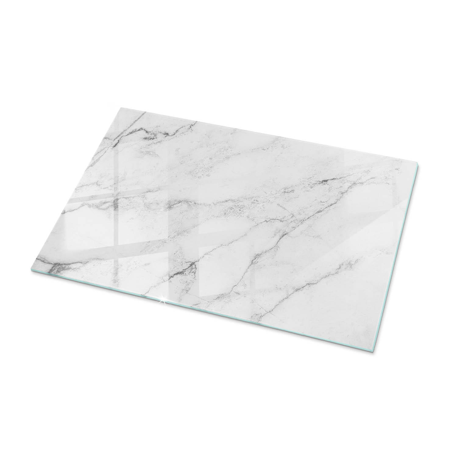 TISCHPLATTE 100x70 cm Marmorierte Oberfläche - Hellgrau/Weiß, Glas (100/70/0.4cm) - TULUP