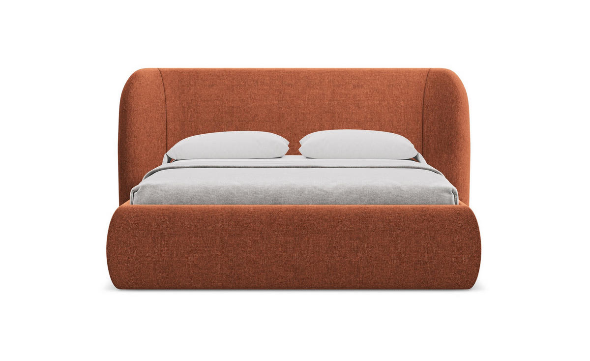 POLSTERBETT mit Bettkasten und Lattenrost 190x215 Orange - Terracotta/Schwarz, Kunststoff/Textil (140/200cm) - Makamii