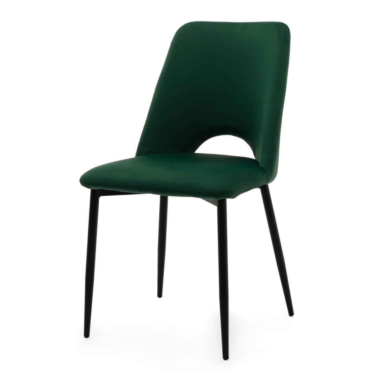 STUHL ORO gepolsterter mit Steppung - grün - Samt Velour - Schwarz/Grün, Textil/Metall (47/91/55cm) - NEW HOME