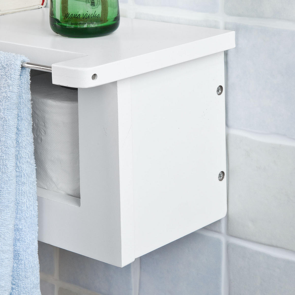 TOILETTENROLLENHALTER Weiß - Weiß, Holzwerkstoff (50/18/17cm) - SoBuy