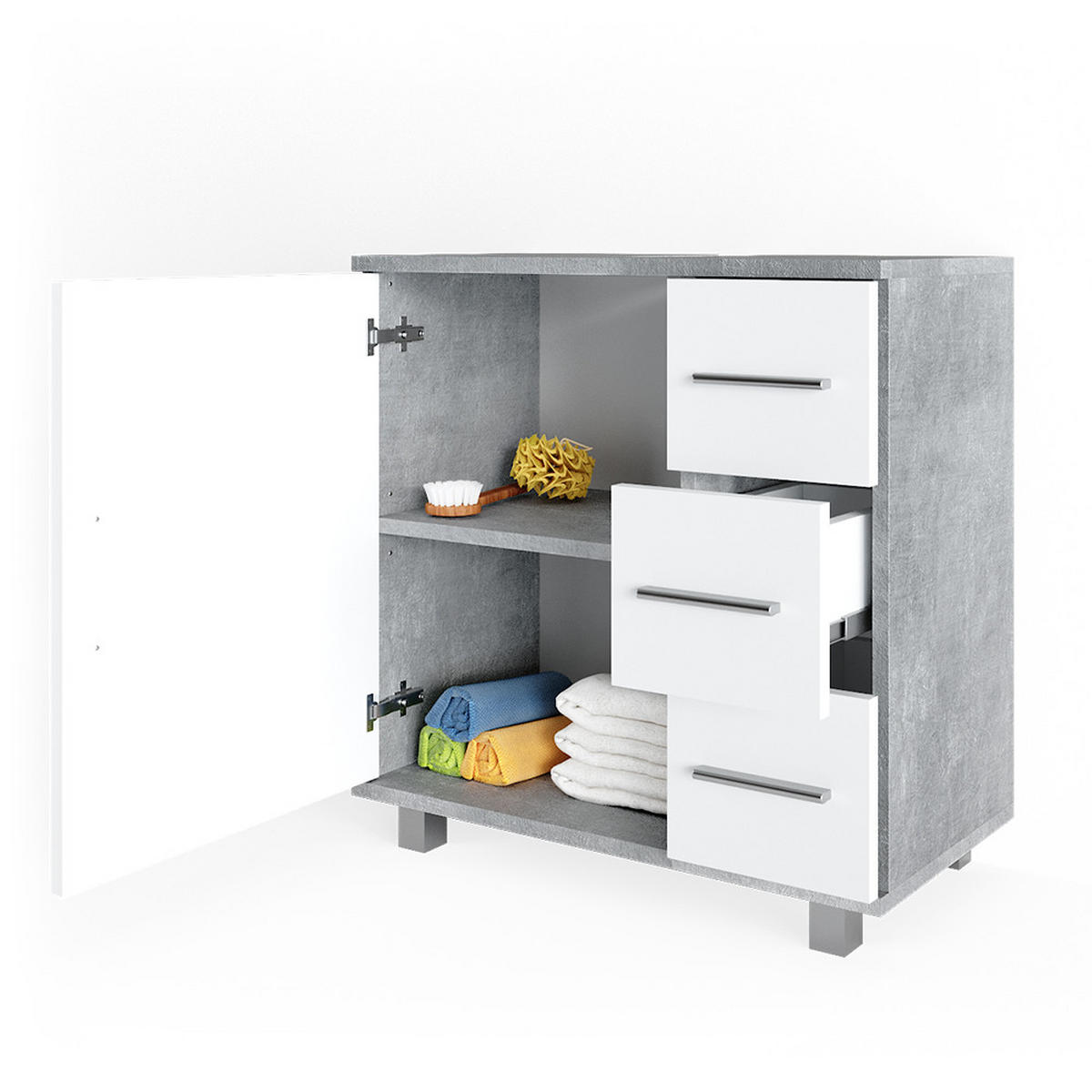 WASCHBECKENUNTERSCHRANK Ilias Beton 60 x 60 cm - Schieferfarben, Holzwerkstoff (60/60.8/33cm) - Vicco