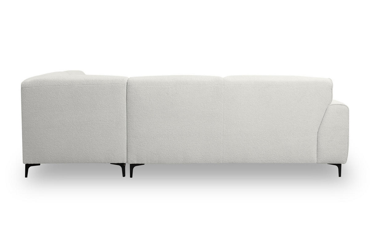 ECKSOFA Mula in L-Form, Coach Farbe: Weiß, Bouclé-Stoff, Ottomane Rechts - Weiß, Textil (274/210cm) - VENASI MÖBEL