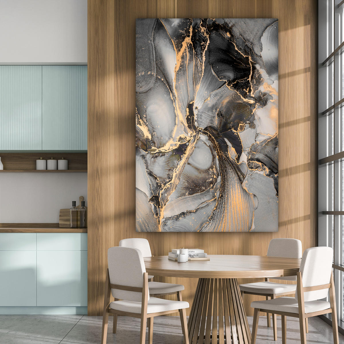 LEINWANDBILD Grau - Luxus - Gold - Marmor Deko Groß 90x140 cm - Dunkelgrau, Textil (90/140cm) - MuchoWow