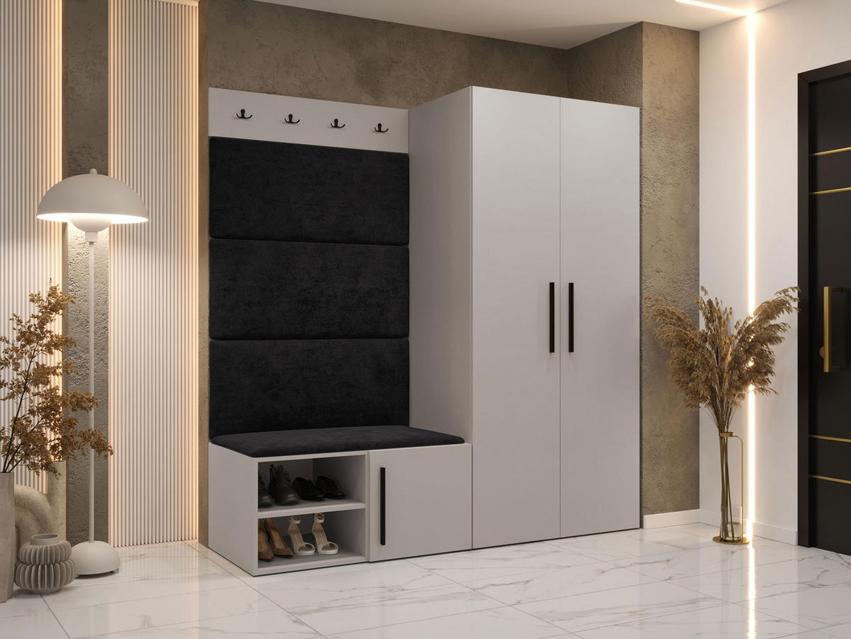 GARDEROBEN-SET Medi I - Kaschmir/Anthrazit, Holzwerkstoff/Kunststoff (80/191/50cm) - MIRJAN24