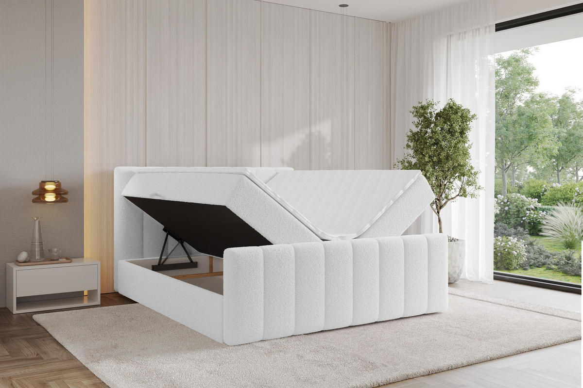 KONTINENTÁLNÍ POSTEL s matrací H3 - OTTA-Z - 200x200 cm Bílá - bílá, kompozitní dřevo (200/200cm) - ALTDECOR
