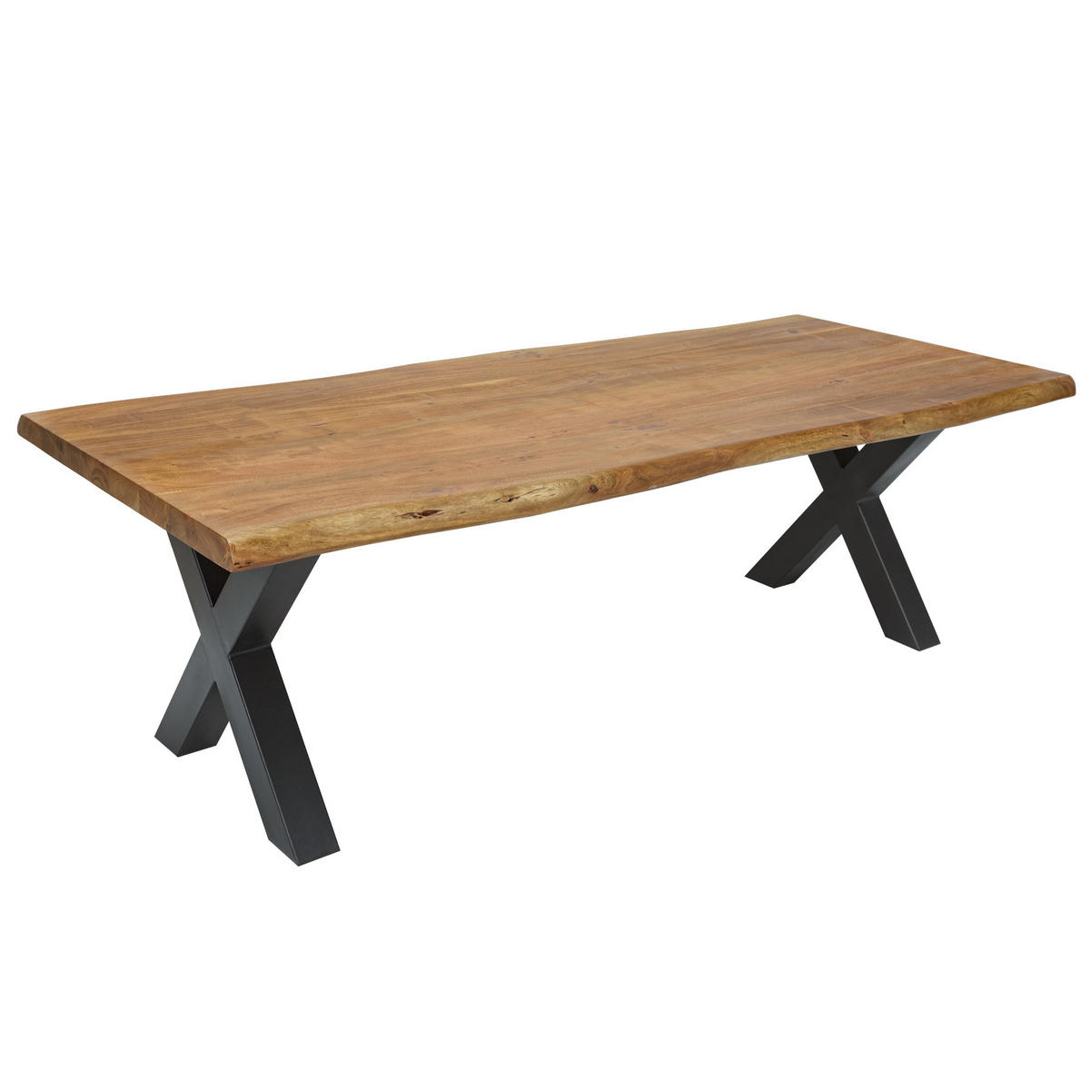 ESSTISCH MAMMUT NATURE Akazie Natur|Anthrazit 200cm - Braun/Grau, Holz/Metall (100/200/77cm) - riess-ambiente