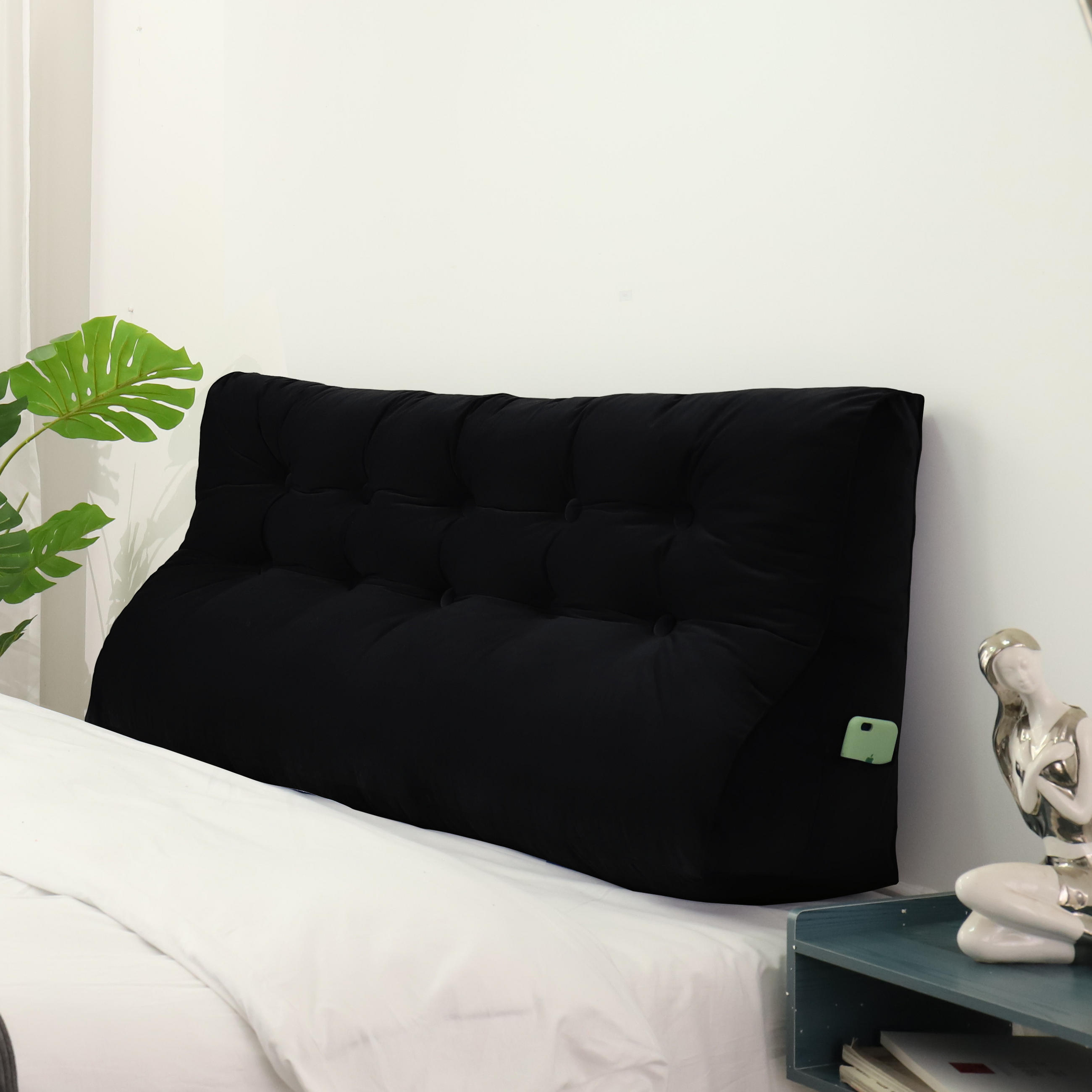 RÜCKENKISSEN Körperkontur Samtlook Schwarz 160 cm - Schwarz, Textil (55/160cm) - Vercart