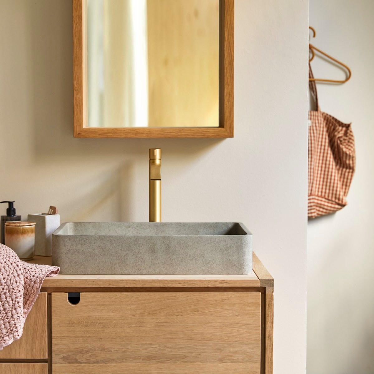 WASCHBECKEN Iris Grau aus Beton - Grau, Stein (51/10/33cm) - Tikamoon