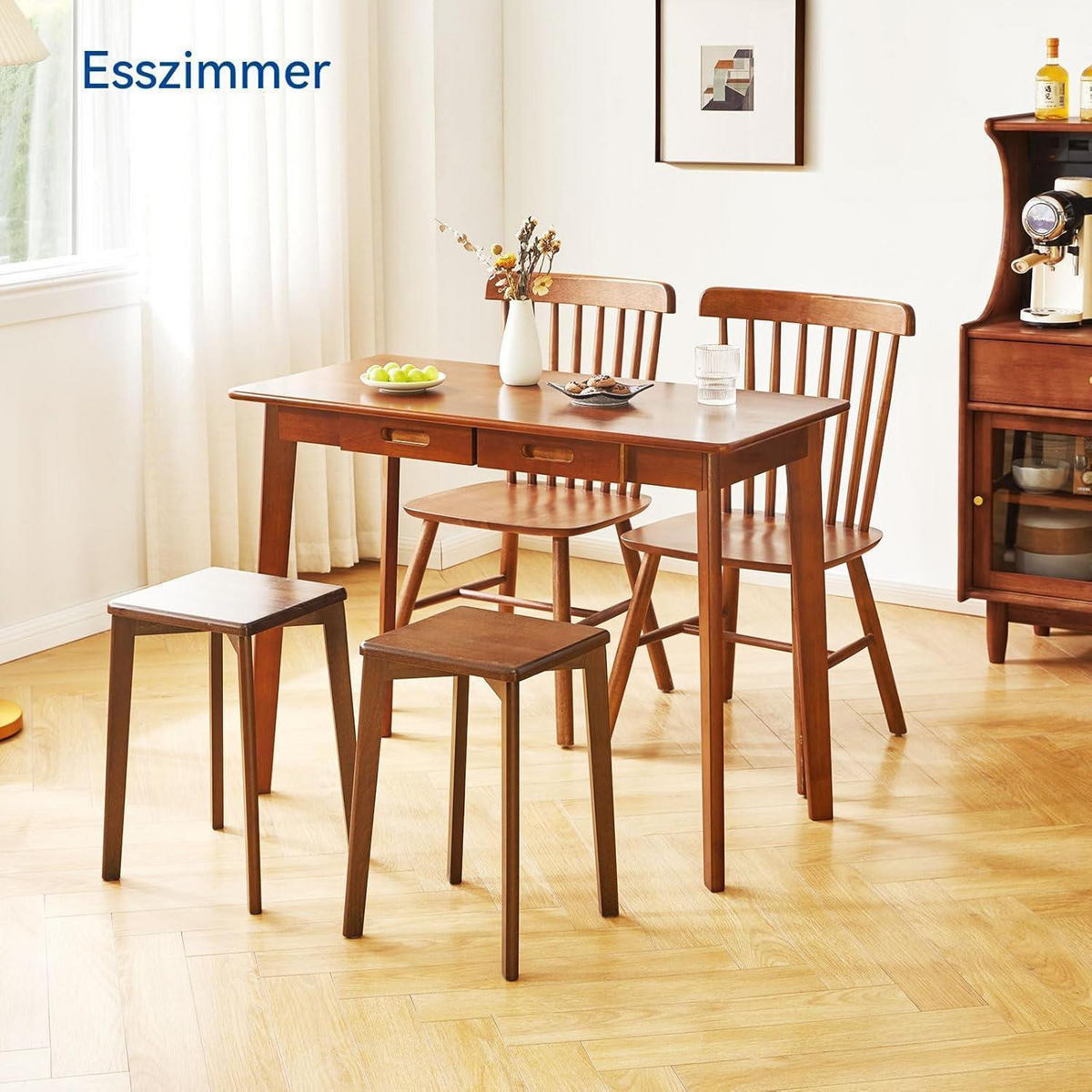SCHREIBTISCH Massivholz mit Schubladen 99 x 50 x 76 cm - Braun, Holz (100/50/75cm)