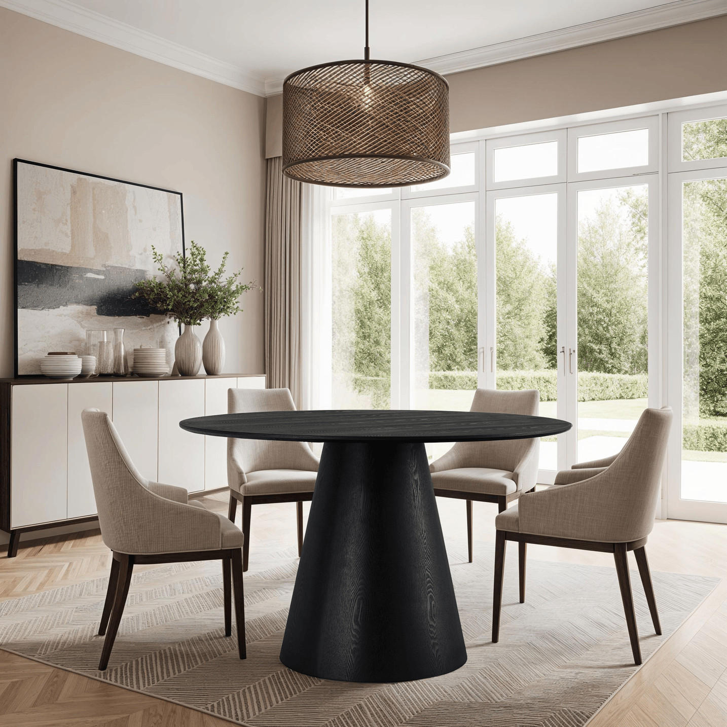 ESSTISCH 120/120/76 Schwarz rund - Schwarz, Holz (120/120/76cm) - Furnhouse