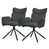 ESSZIMMERSTÜHLE 2er Set drehbar Anthrazit mit Stoffbezug - Anthrazit/Schwarz, Textil/Metall (63/89/68cm) - ML-DESIGN