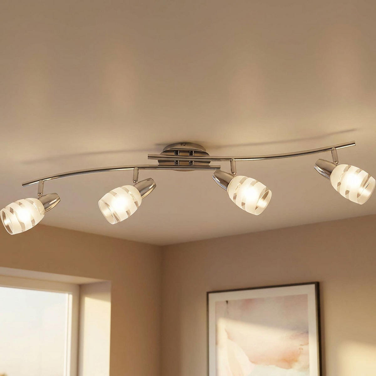 DECKENLEUCHTE Metall Silber - Silberfarben, Glas (81/9/19cm) - Globo Lighting